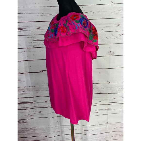 Umgee USA Embroidered Ruffled Off the‎ Shoulder Mini Dress Large - Picture 5 of 9